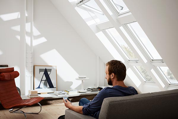 Living room with VELUX App Control